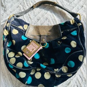 Juicy Couture Blue Velour Polka Dot Daydreamer  Bag Vintage Y2k  Hard To Find